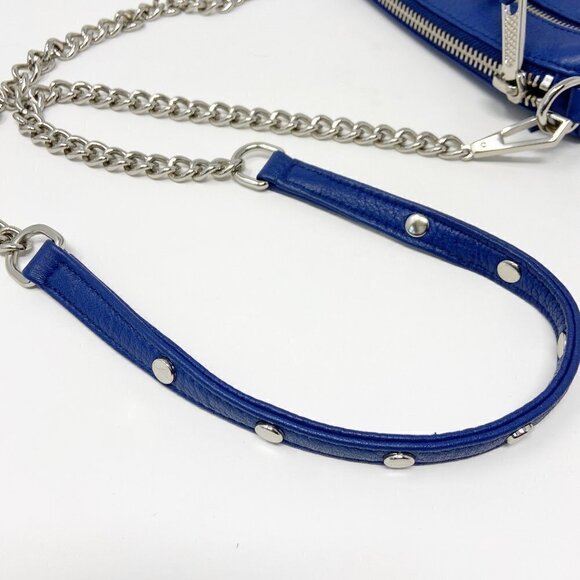 REBECCA MINKOFF | Blue Studded Zip Leather Crossbody Bag - Picture 12 of 15